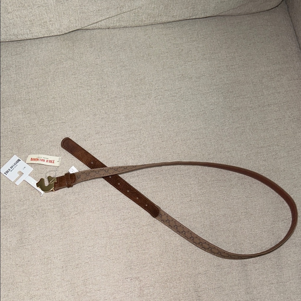 True Religion Brown Belt with Gold Buckle